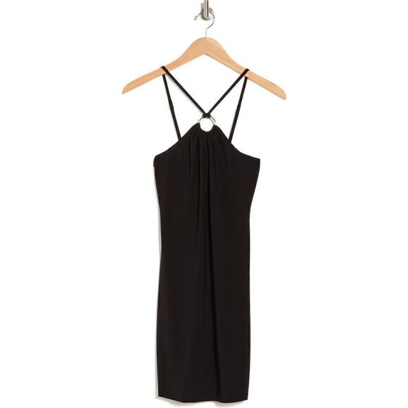Bebe Halter Neck O-Ring Minidress New - Picture 1 of 8